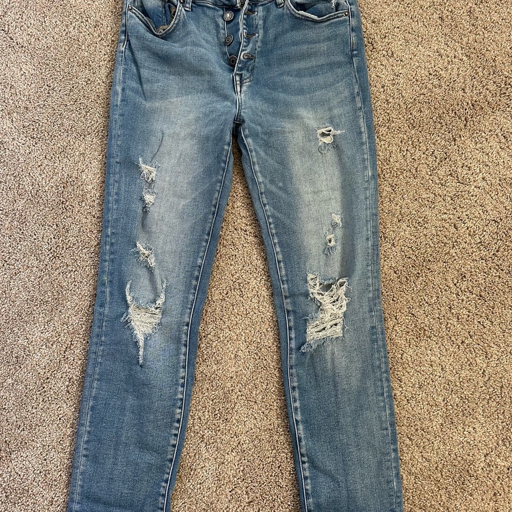 Classic Blue Distressed Skinny Jeans